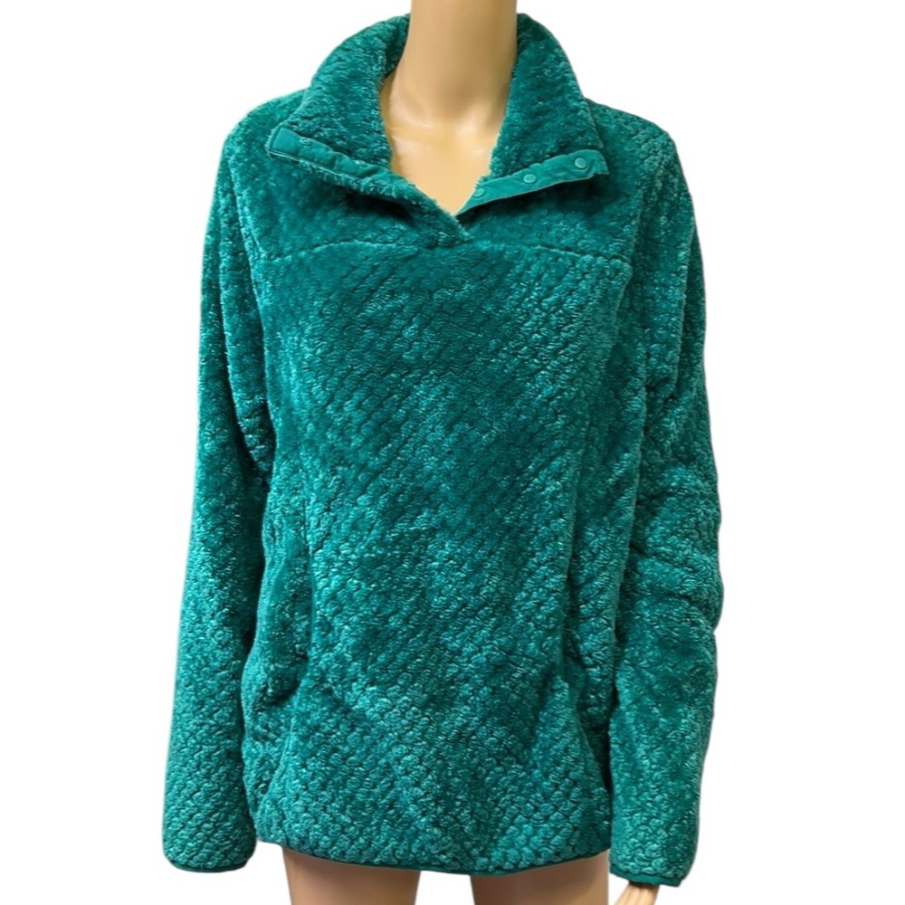 Marika Quetzal Green Sherpa Allie Pullover Jacket Sweater Top Womens XL
